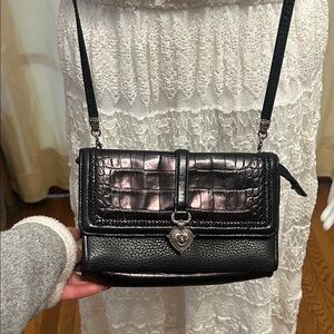 Brighton Black and Pink Croc-Embossed Women's Bag